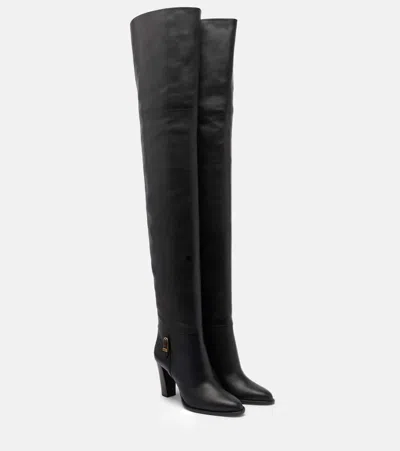 Saint Laurent Julia 85 Leather Over-the-knee Boots In Black