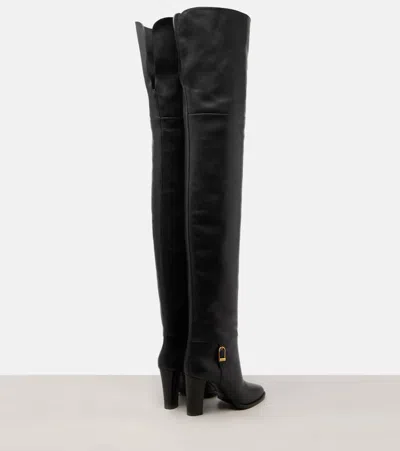 Saint Laurent Julia 85 Leather Over-the-knee Boots In Black