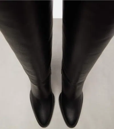 Saint Laurent Julia 85 Leather Over-the-knee Boots In Black