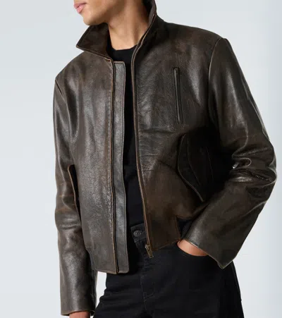 The Row Akia Jacket In Leather In Brown