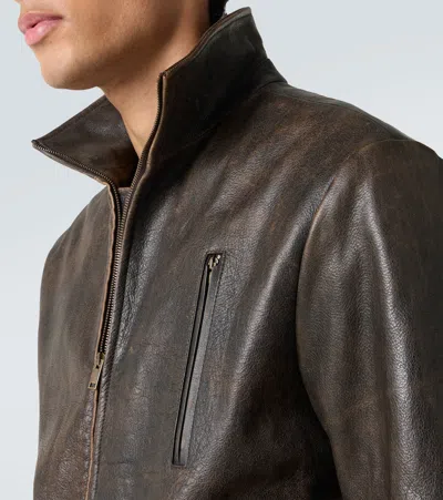 The Row Akia Jacket In Leather In Brown
