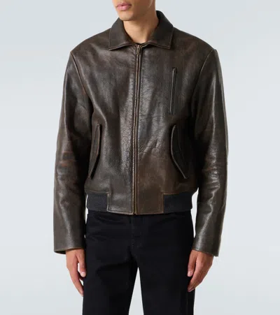 The Row Akia Jacket In Leather In Brown