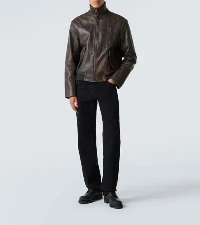 The Row Akia Jacket In Leather In Brown