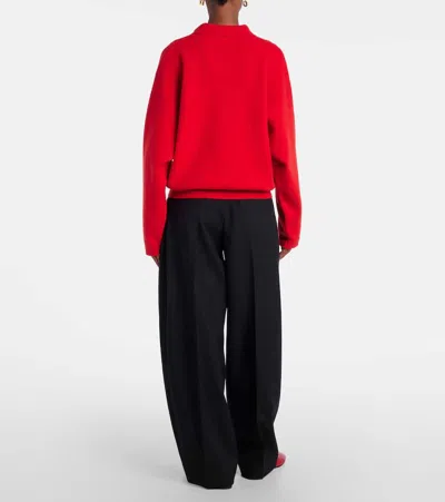 Jacquemus Balloon Wool And Cashmere Polo Sweater In Red