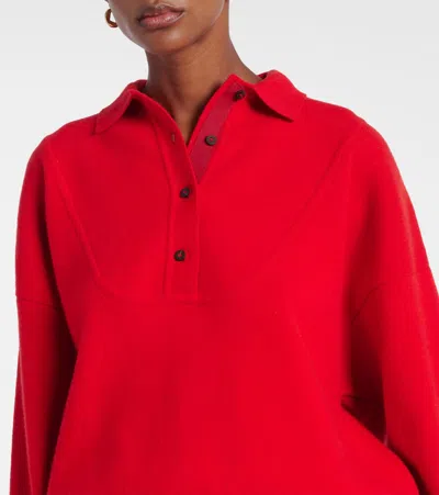 Jacquemus Balloon Wool And Cashmere Polo Sweater In Red
