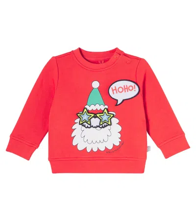 Stella Mccartney Red Sweatshirt For Babykids With Santa Claus In Red