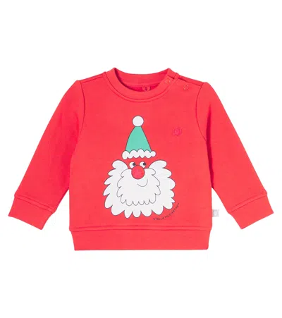 Stella Mccartney Red Sweatshirt For Babykids With Santa Claus In Red