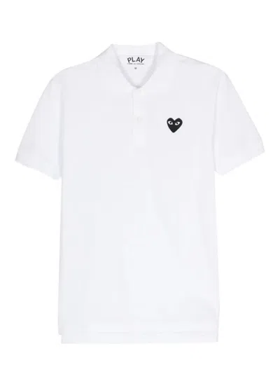 Comme Des Garçons Play Unisex T-shirt Black Emblem Knit Clothing In White