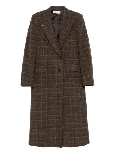 Our Legacy Check-pattern Single-breasted Coat In Brown