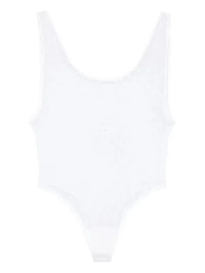 Wardrobe.nyc Lace-paneled Bodysuit In White