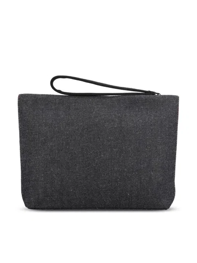 Givenchy Paris Logo Printed Zipped Clutch Bag In Black