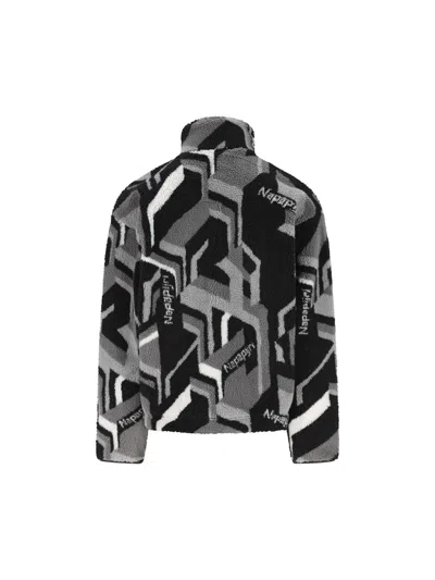 Napapijri Geometric-pattern Fleece Jacket In Black