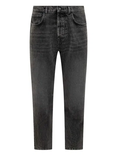 Amish Black Straight Denim Vintage Jeans In Black