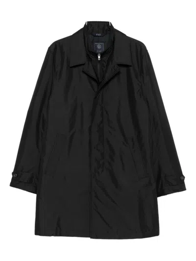Fay Men Morning Coat In Technical Poplin In Black