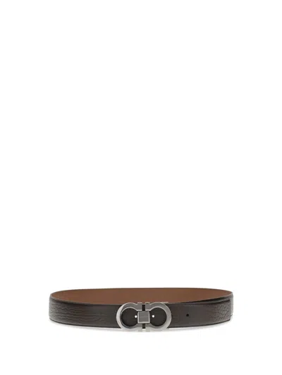 Ferragamo Reversible Gancini Belt In Black