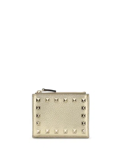 Valentino Rockstud Coin Purse In Brown