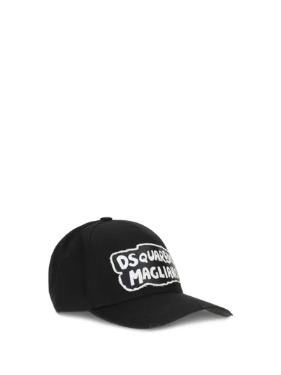 Dsquared2 X Magliano Logo Baseball Cap In Black