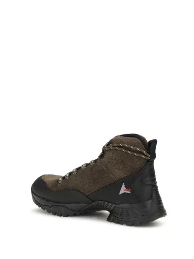 Roa Andreas Lace-up Suede-blend Boots In Brown