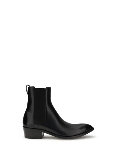 Tom Ford Chelsea Boots With Pointed Toe And Block Heel In Black