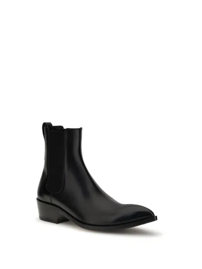 Tom Ford Chelsea Boots With Pointed Toe And Block Heel In Black