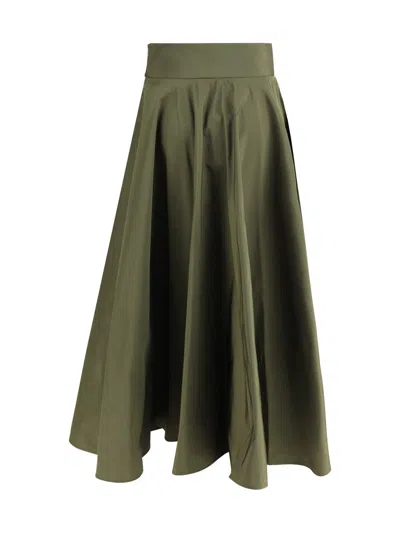 Sara Roka High-waisted Flared Skirt In Green