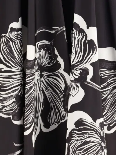 Sara Roka Midi Skirt With Floral Print In Black