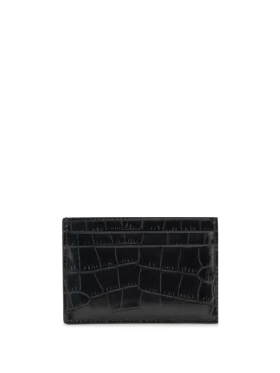 Tom Ford Croco Print Card Holder In Black