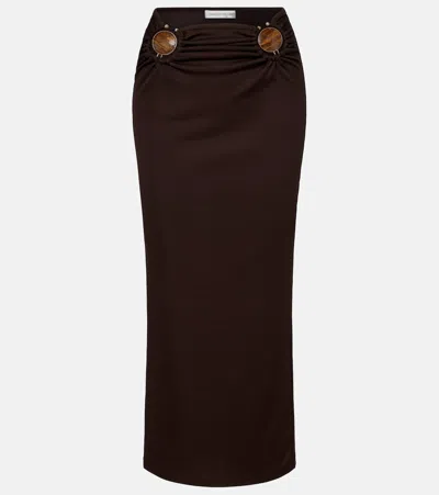 Christopher Esber Stone Ruched Maxi Skirt In Brown