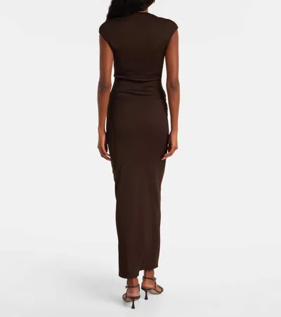 Christopher Esber Stone Ruched Maxi Skirt In Brown