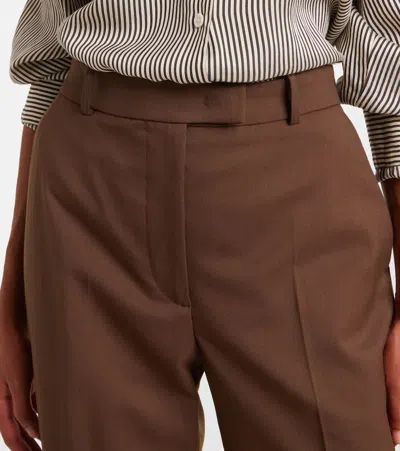 The Frankie Shop Straight Trousers With Belt Loops And Pleated Front In Brown