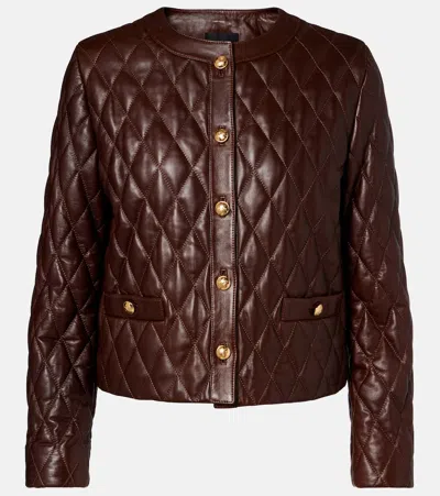 Nili Lotan Amy Cropped Quilted Leather Jacket In Brown