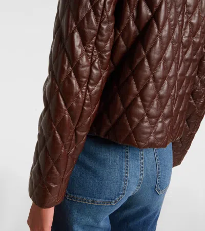 Nili Lotan Amy Cropped Quilted Leather Jacket In Brown