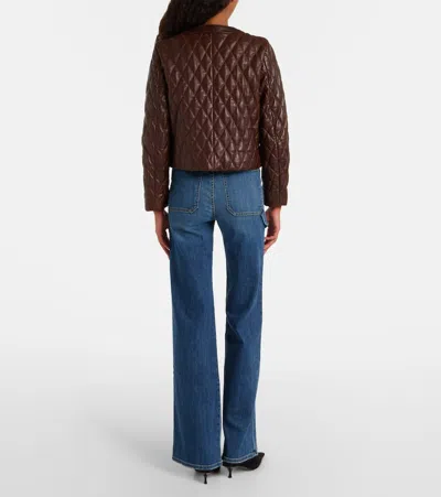 Nili Lotan Amy Cropped Quilted Leather Jacket In Brown
