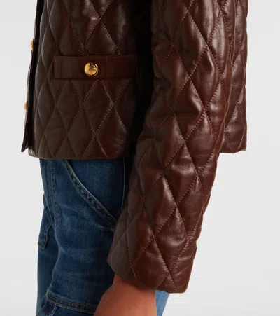 Nili Lotan Amy Cropped Quilted Leather Jacket In Brown