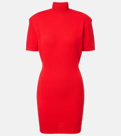Jacquemus Turtleneck Short Sleeve Knee-length Dress In Red