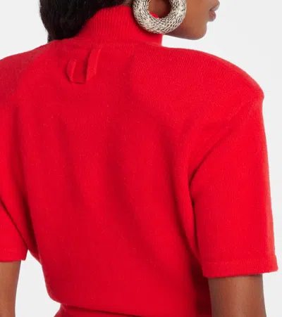 Jacquemus Turtleneck Short Sleeve Knee-length Dress In Red