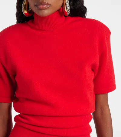 Jacquemus Turtleneck Short Sleeve Knee-length Dress In Red