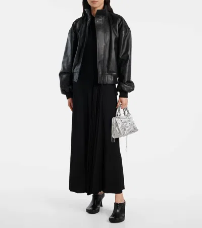 Balenciaga High Collar Long Sleeve Jacket In Black