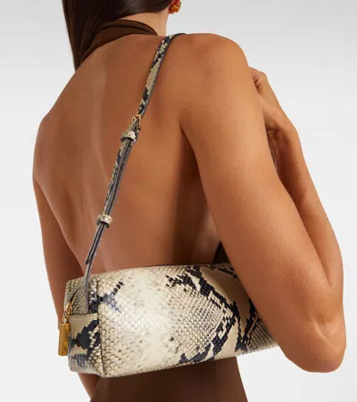 Khaite Kye Micro Snake-effect Leather Shoulder Bag In White