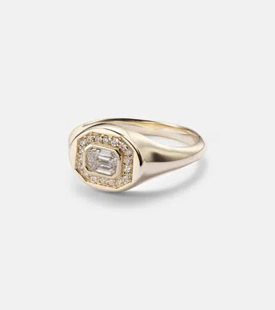 Stone And Strand Essential Splurge 14kt Gold Pinky Ring With Diamonds In Gold