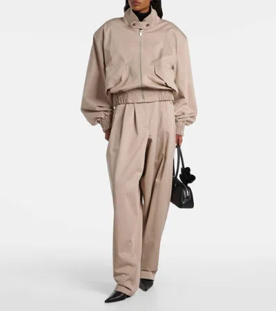 Magda Butrym Wool And Silk Bomber Jacket In Brown