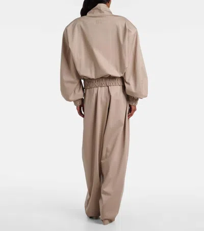 Magda Butrym Wool And Silk Bomber Jacket In Brown