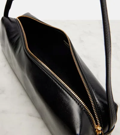 Khaite Kye Glossed-leather Shoulder Bag In Black