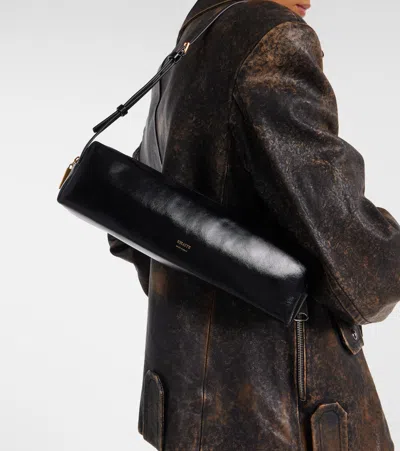 Khaite Kye Glossed-leather Shoulder Bag In Black