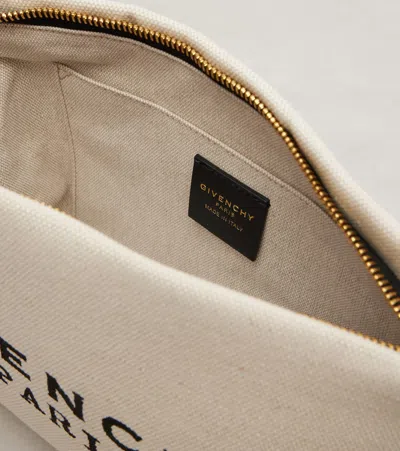 Givenchy Pochette In Tela Con Logo Stampato In Brown