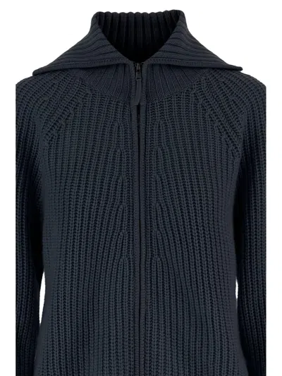 Allude Wool And Cashmere Zip-up Sweater In Gray