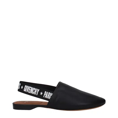 Givenchy Black Leather Women's Slides In Black
