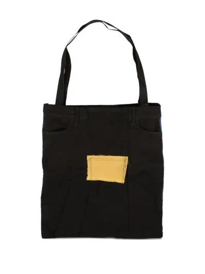 424 On Fairfax Checked Tote Bag In Black