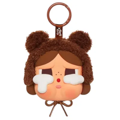 Pop Mart Crybaby Crying Again Vinyl Face Plush Earphone Case 'love Makes Us Cry' In Brown