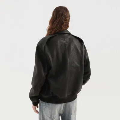 1989 Studio Leather Jacket Collar Front Pockets Ribbed Cuffs Textured Finish